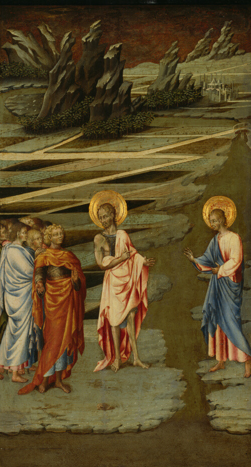 A work made of tempera on panel.