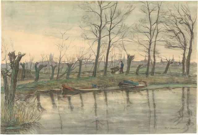 A work made of watercolor, gouache, and fabricated black chalk, with erasures, on cream wove paper.