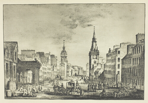 A work made of lithograph, plate 18 from the book "the old closes & streets of glasgow" (1900).
