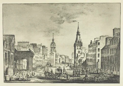 A work made of lithograph, plate 18 from the book "the old closes & streets of glasgow" (1900).