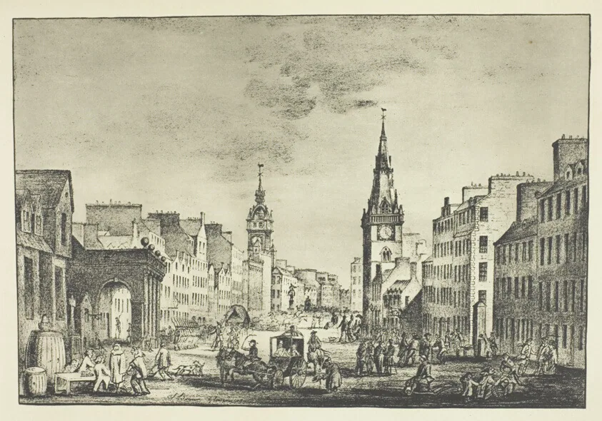 A work made of lithograph, plate 18 from the book "the old closes & streets of glasgow" (1900).