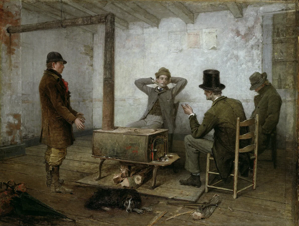 A work made of oil on canvas.