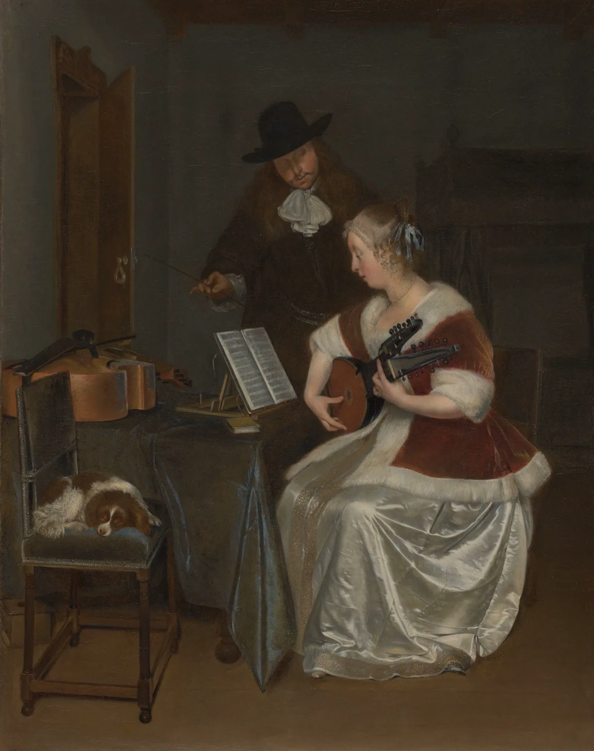 A work made of oil on canvas.