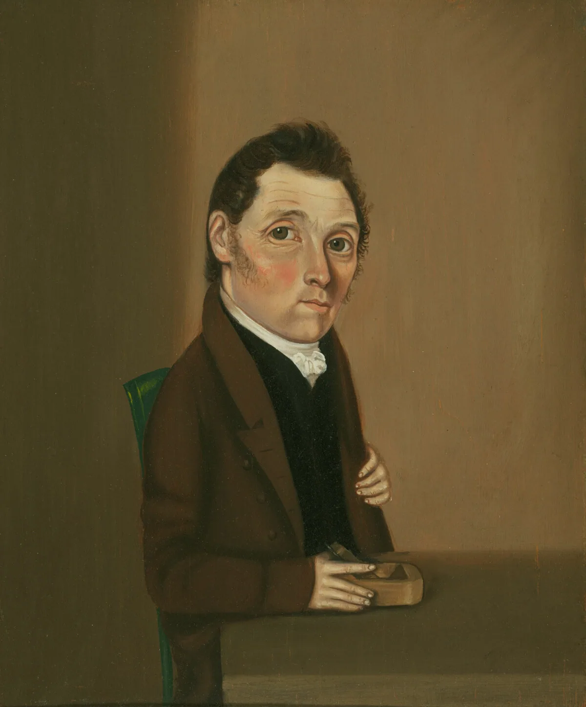 A work made of oil on panel.