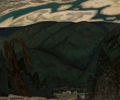 A work made of oil on composition board.