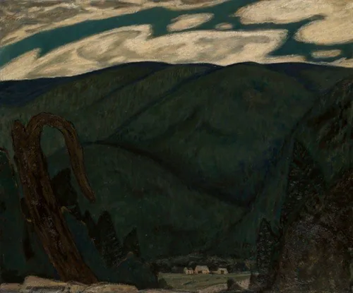 A work made of oil on composition board.