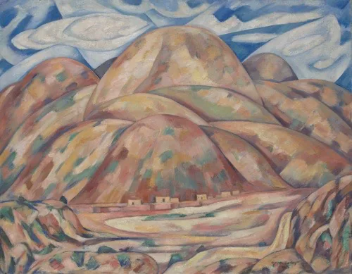 A work made of oil on canvas.