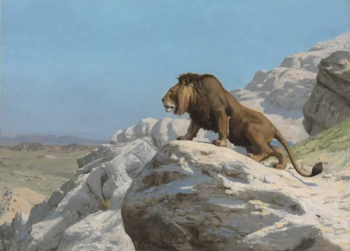 Lion on the Watch by Jean-Léon Gérôme