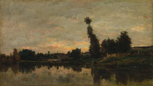 Sunset on the River Oise by Charles François Daubigny. 1866 · Oil on wood panel