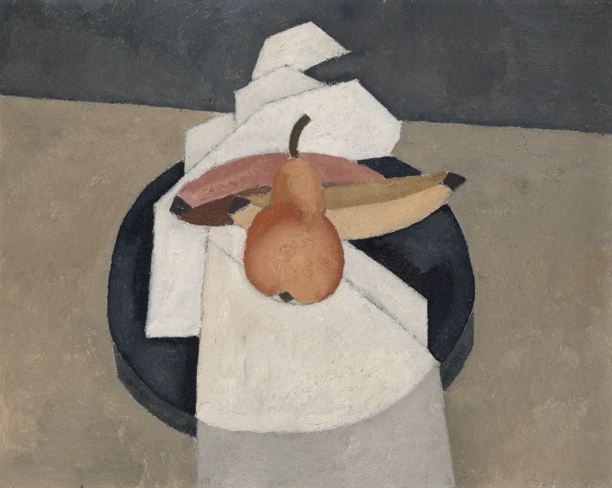 A work made of oil on composition board.