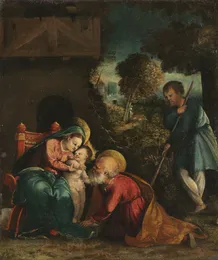 Battista Dossi, Holy Family with a Shepherd