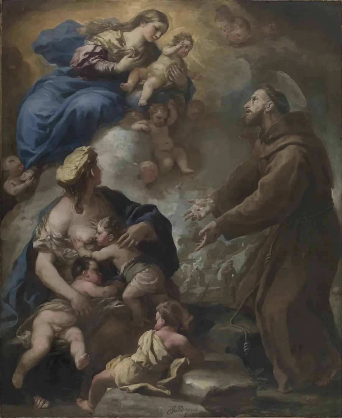 Luca Giordano, The Virgin and Child Appearing to Saint Francis of Assisi