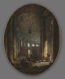 Hubert Robert, The Colonnade of St. Peter's, Rome, during the Conclave